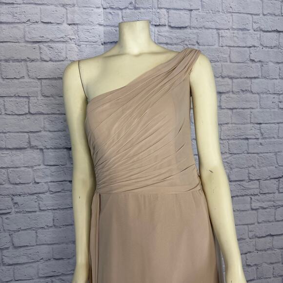 B2 Jasmine Poly Chiffon Long Bridesmaid Dress One-Shoulder Neckline size 14 n - Picture 3 of 10